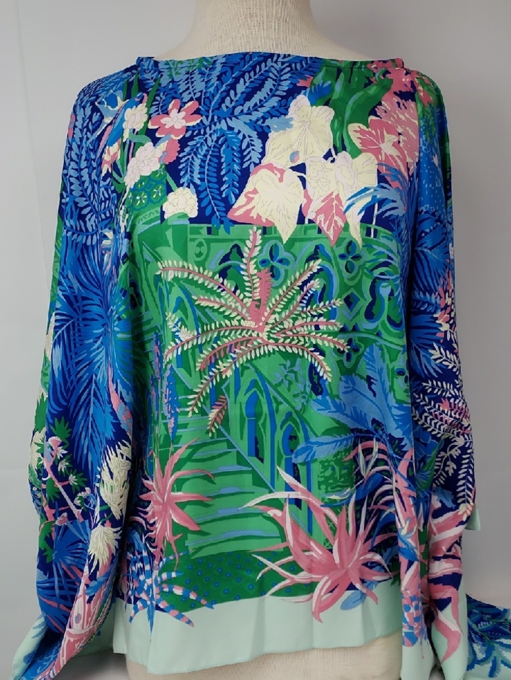 Stacy Bradley Design Vibrant Tropical Print Boatneck Tunic Top